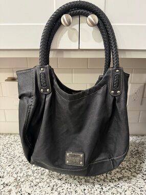 Nine West Black Braided-Handle Shoulder Bag